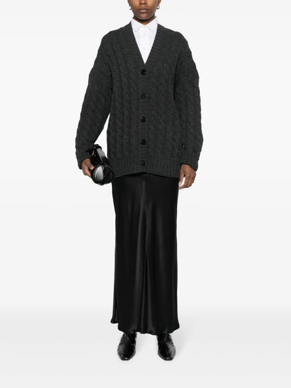 Long-Sleeved Cable-Knit Cardigan