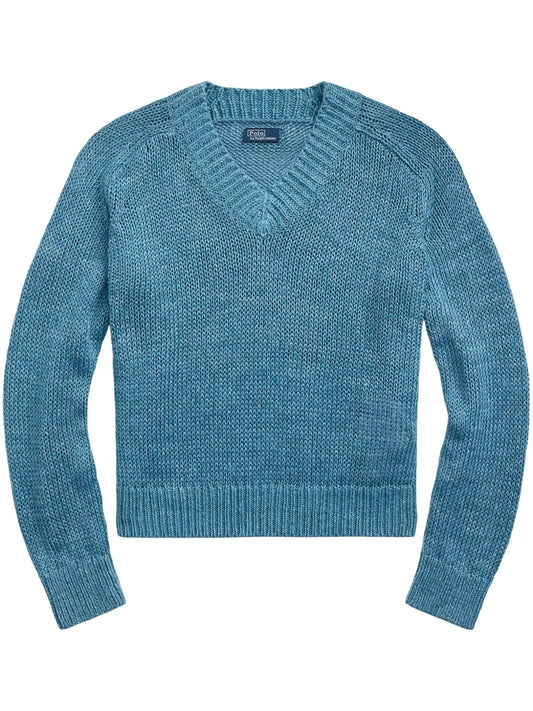 V-Neck Linen-Blend Jumper