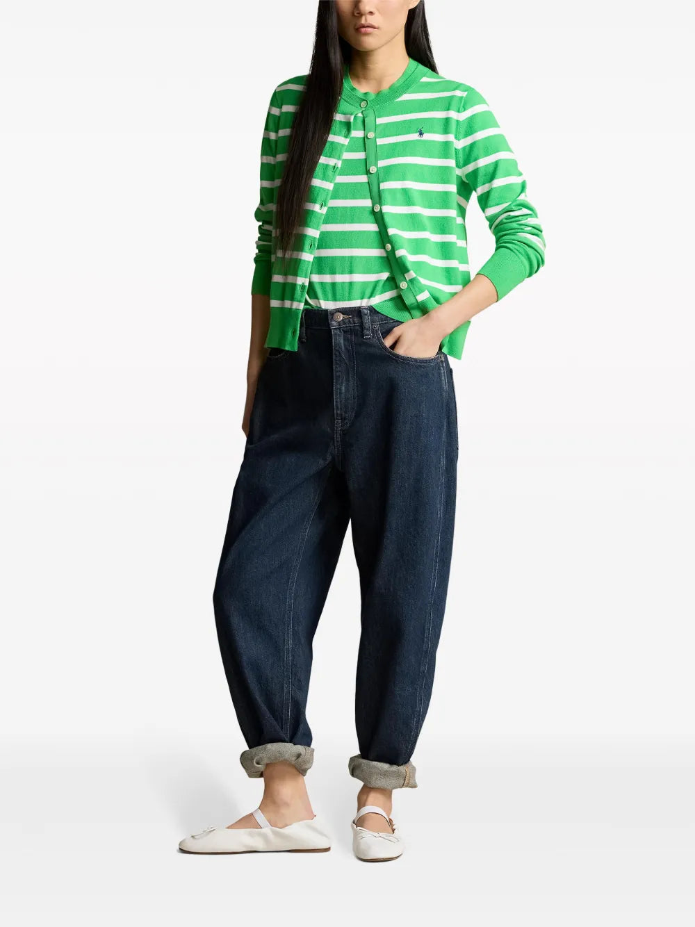 Striped Short-Sleeve Knitted Top