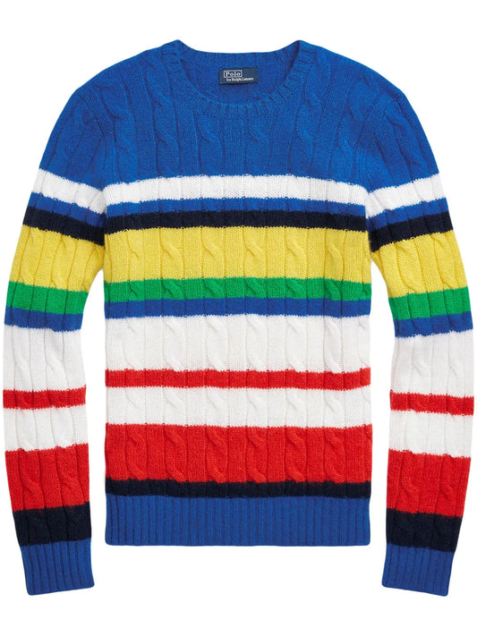 Striped Cable-Knit Jumper