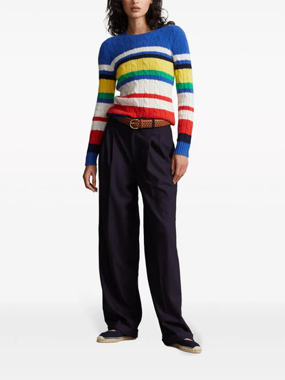 Striped Cable-Knit Jumper
