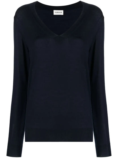 Fine-Knit V-Neck Top