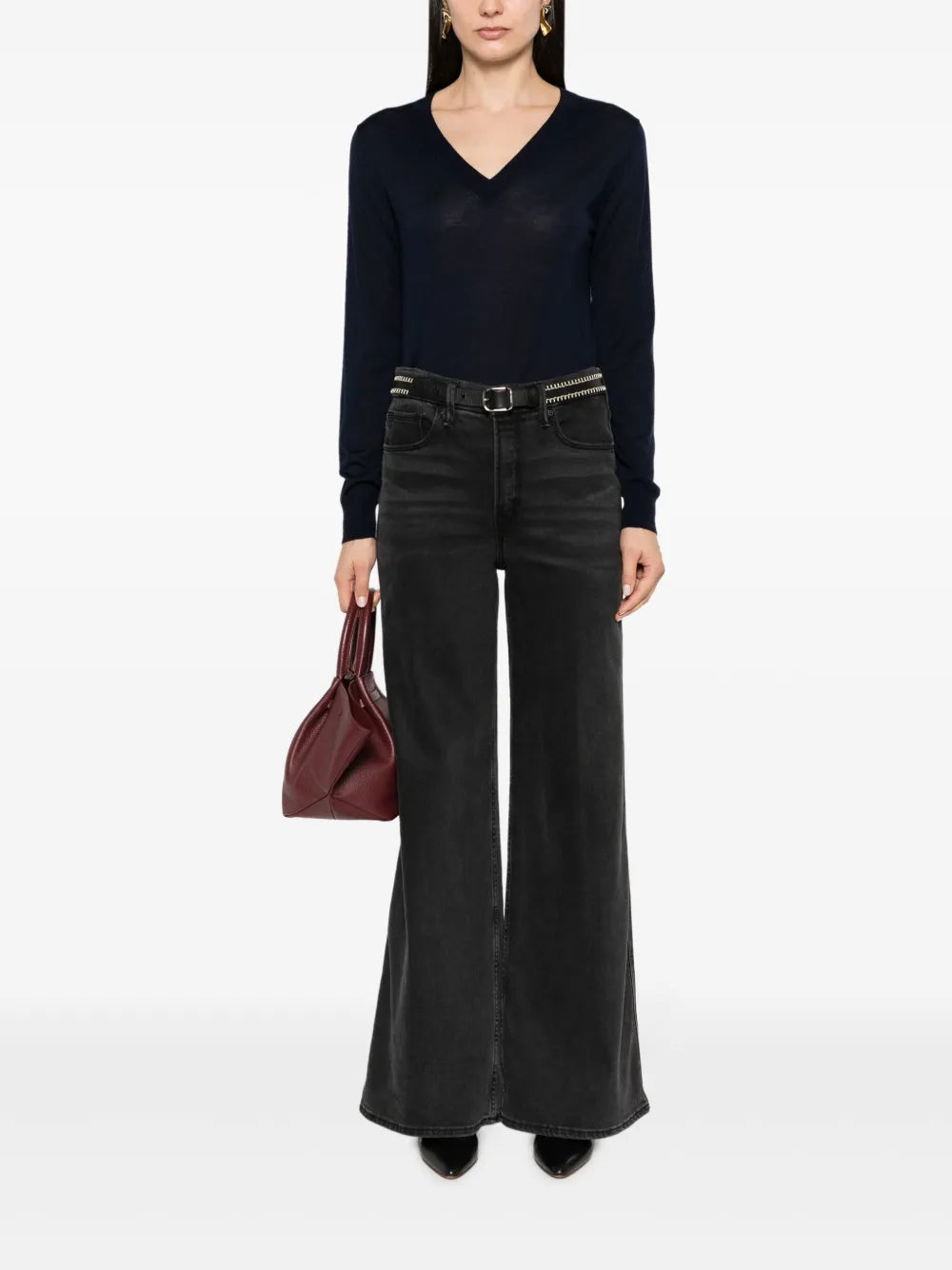 Fine-Knit V-Neck Top
