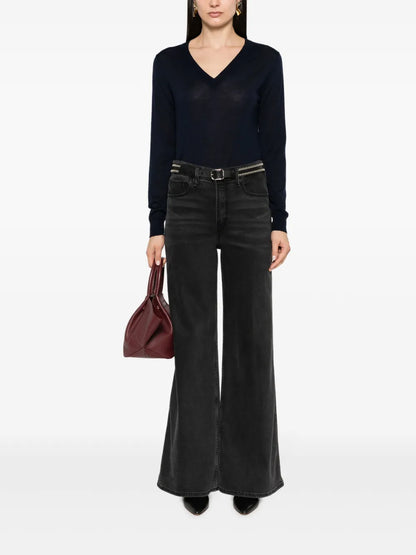 Fine-Knit V-Neck Top
