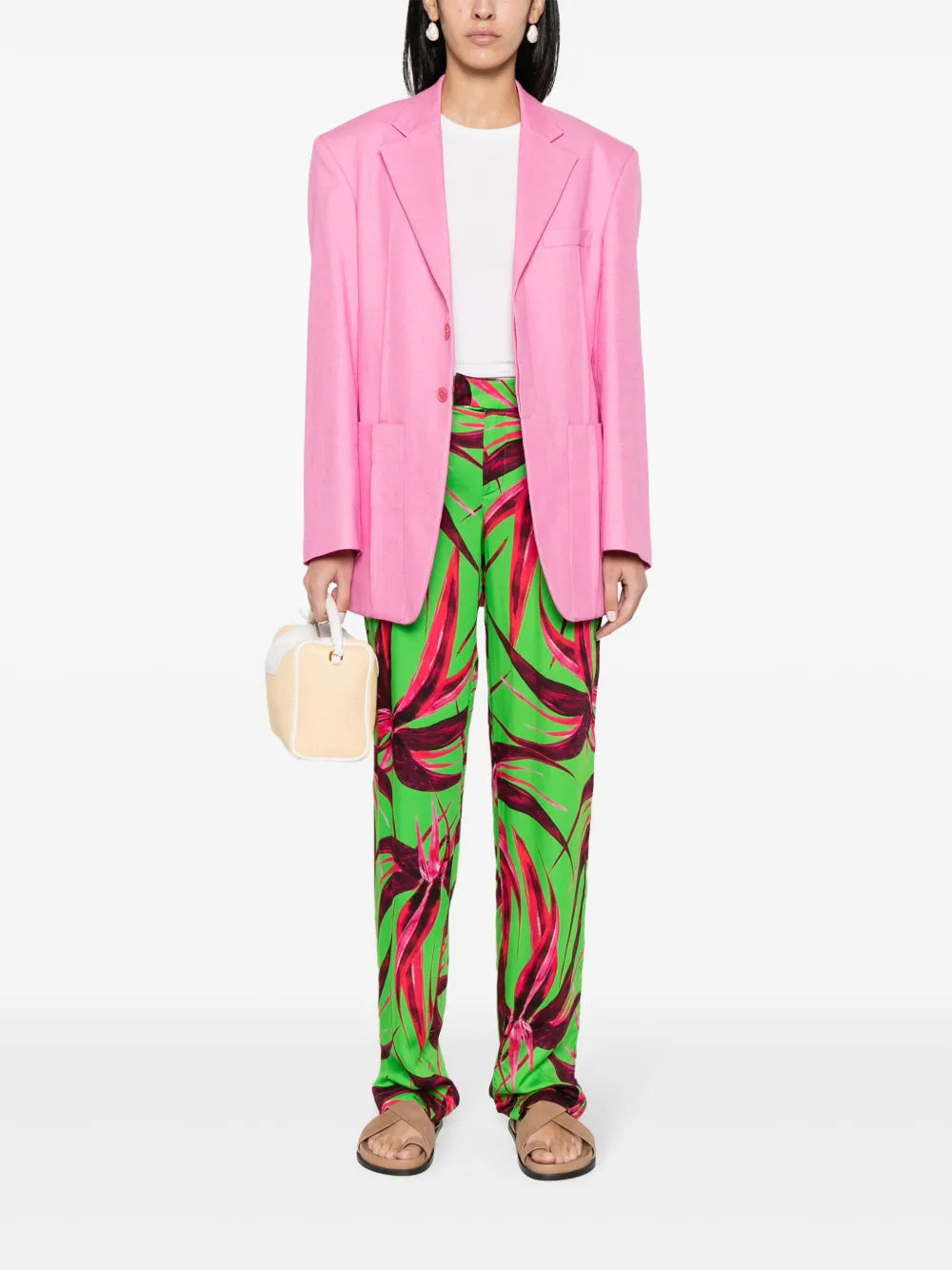 Floral-Print Wide-Leg Trousers