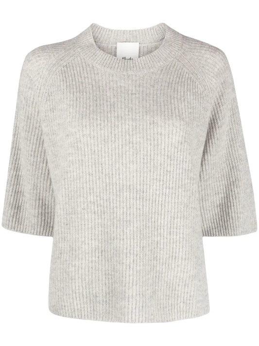 Ribbed Half-Length Sleeve Cashmere Jumper