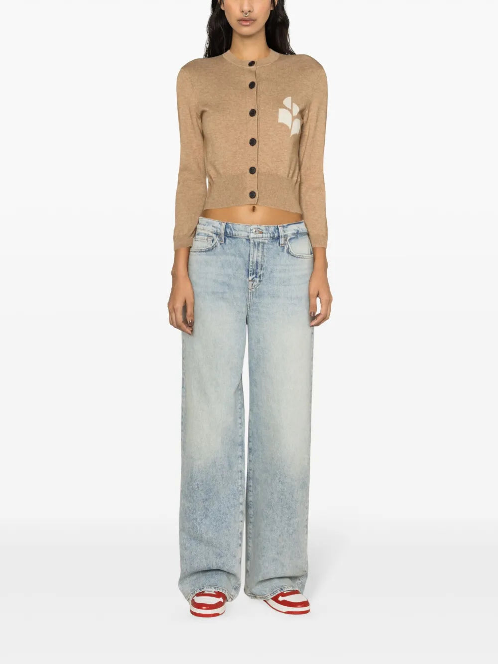 Newton Intarsia-Logo Cropped Cardigan