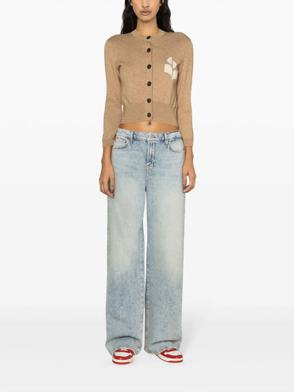 Newton Intarsia-Logo Cropped Cardigan