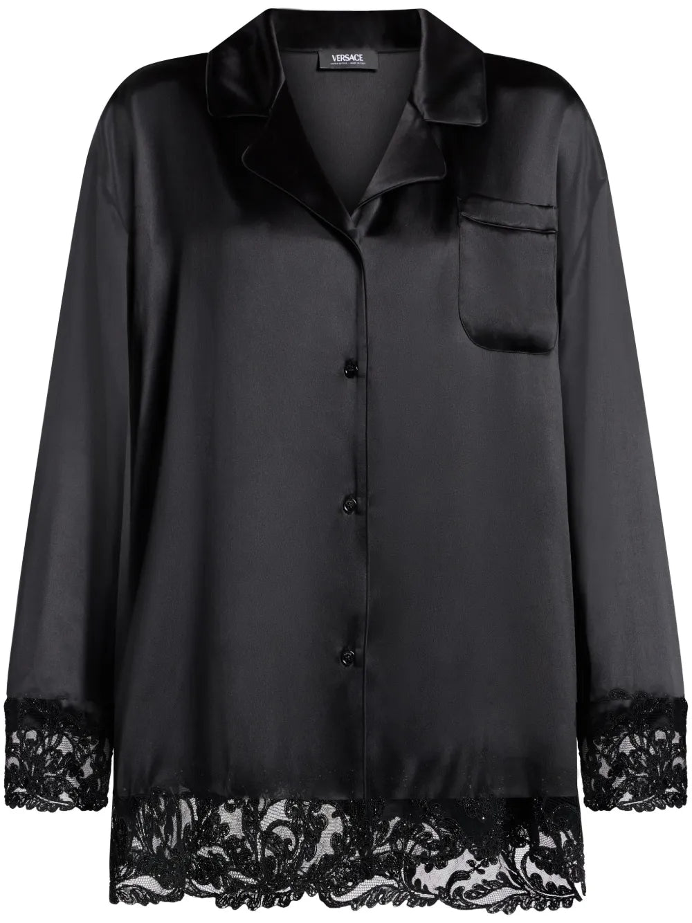 Barocco Lace-Trim Silk Shirt