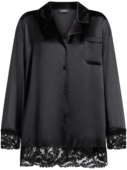Barocco Lace-Trim Silk Shirt