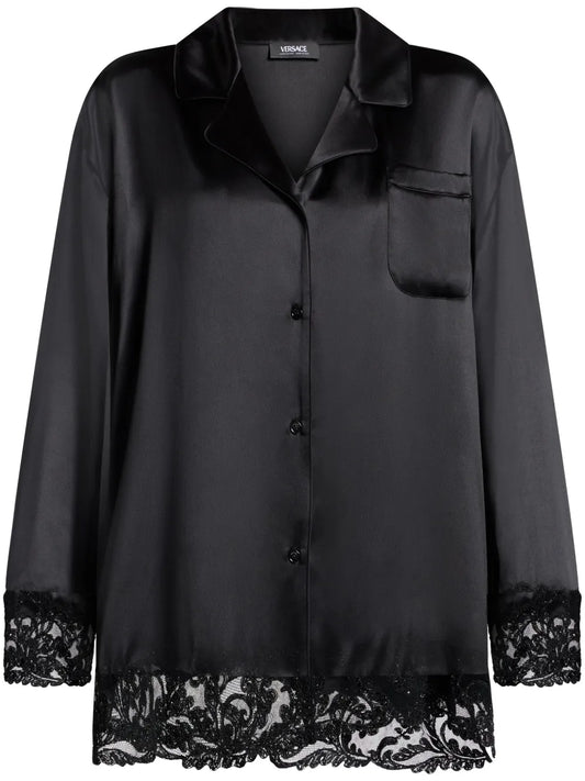 Barocco Lace-Trim Silk Shirt