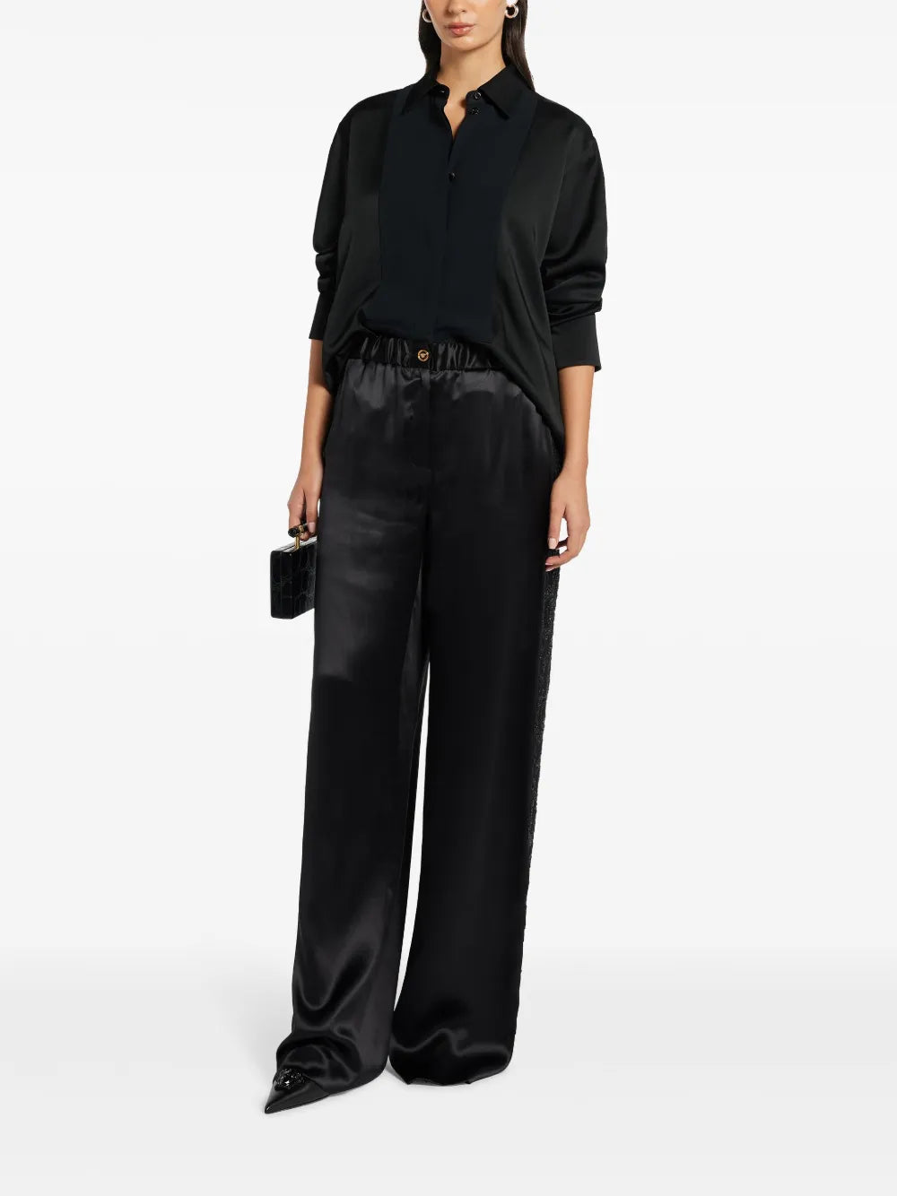 Wide-Leg Silk Trousers