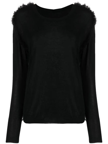 Fine-Knit Frayed Jumper