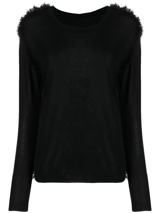 Fine-Knit Frayed Jumper