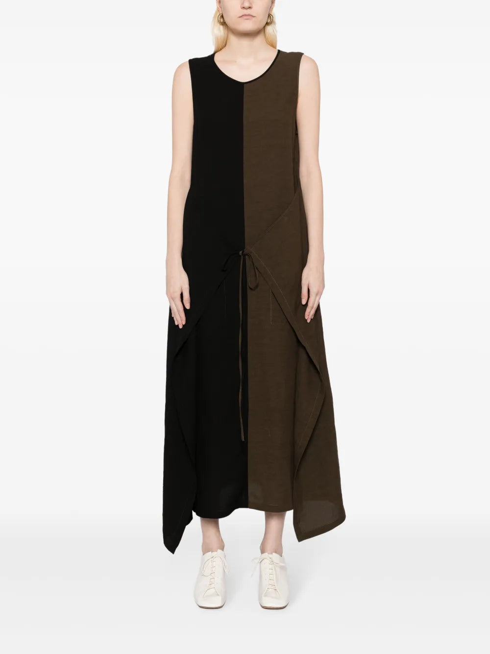 Colour-Block Sleeveless Midi Dress