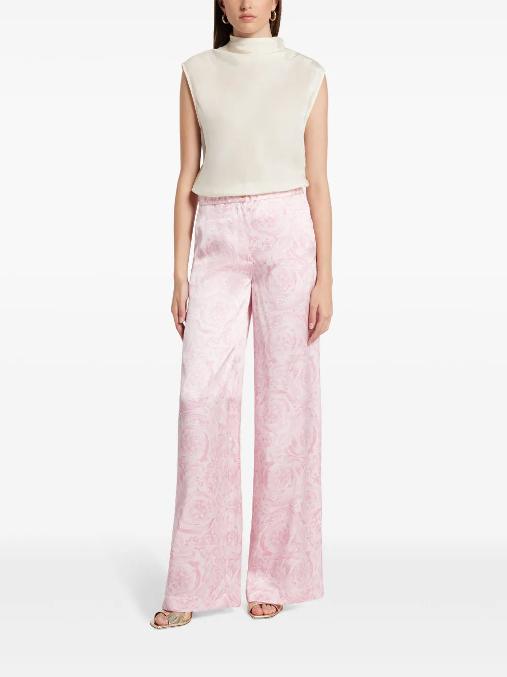 Barocco Wide-Leg Satin Trousers
