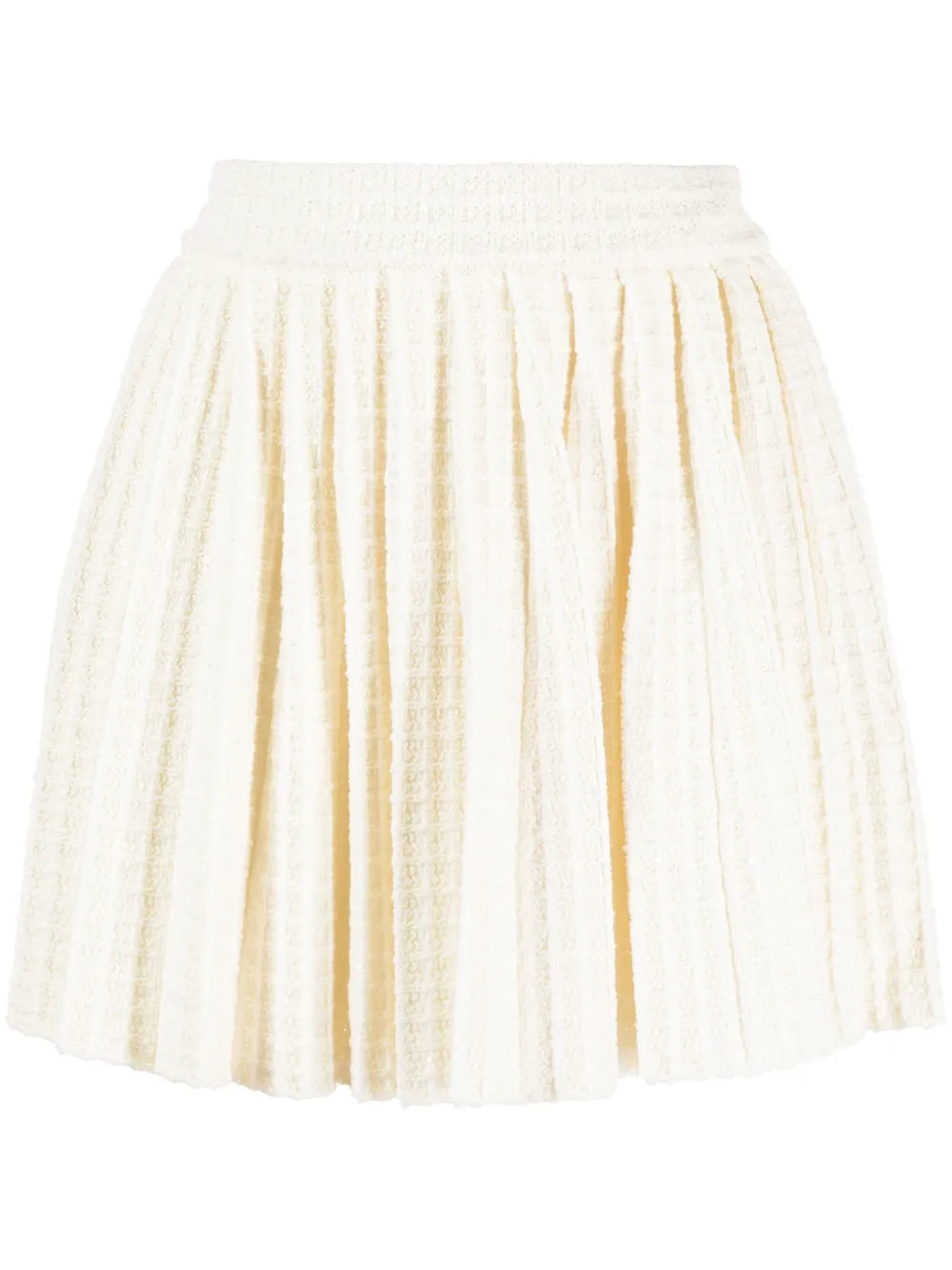 Waffle-Knit Pleated Miniskirt