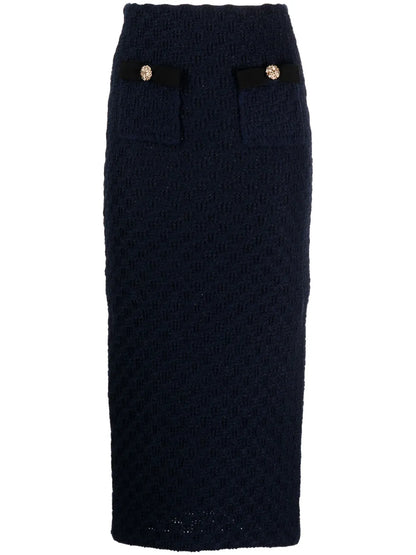 Waffle-Knit Midi Skirt