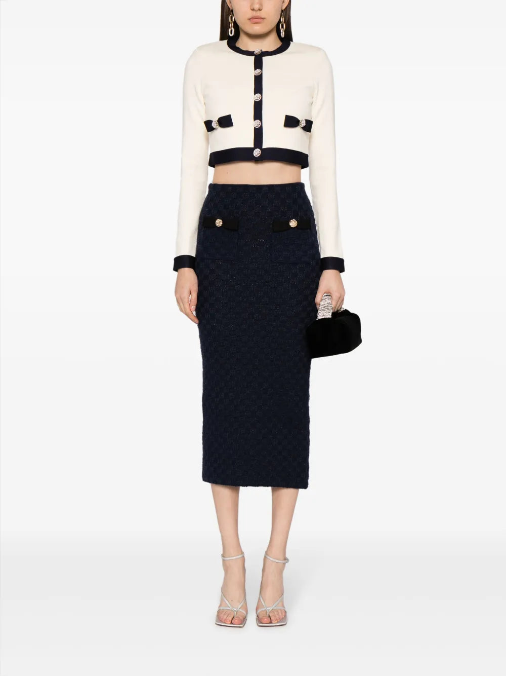 Waffle-Knit Midi Skirt