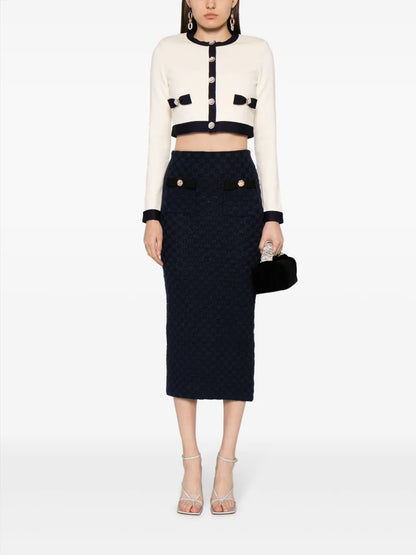 Waffle-Knit Midi Skirt