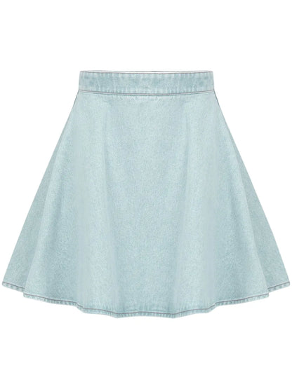 Logo-Print Cotton Denim Skirt