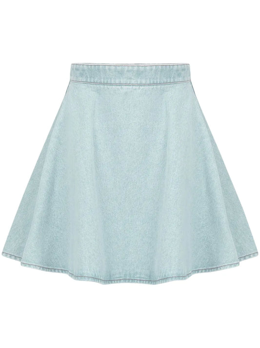 Logo-Print Cotton Denim Skirt