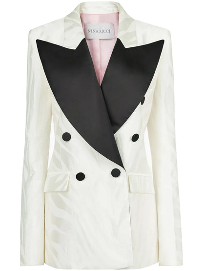 Oversized Zebra-Jacquard Blazer
