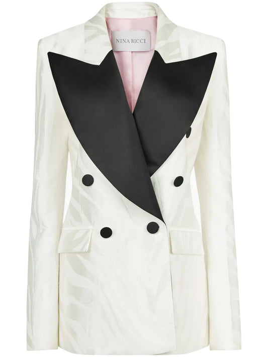 Oversized Zebra-Jacquard Blazer