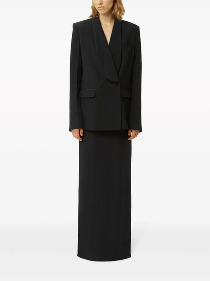 Shawl-Lapel Double-Breasted Blazer
