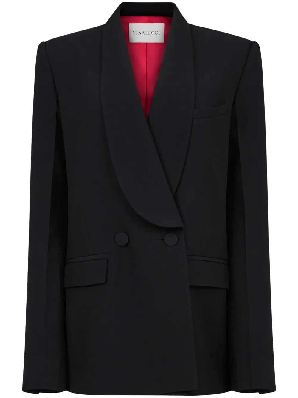 Shawl-Lapel Double-Breasted Blazer
