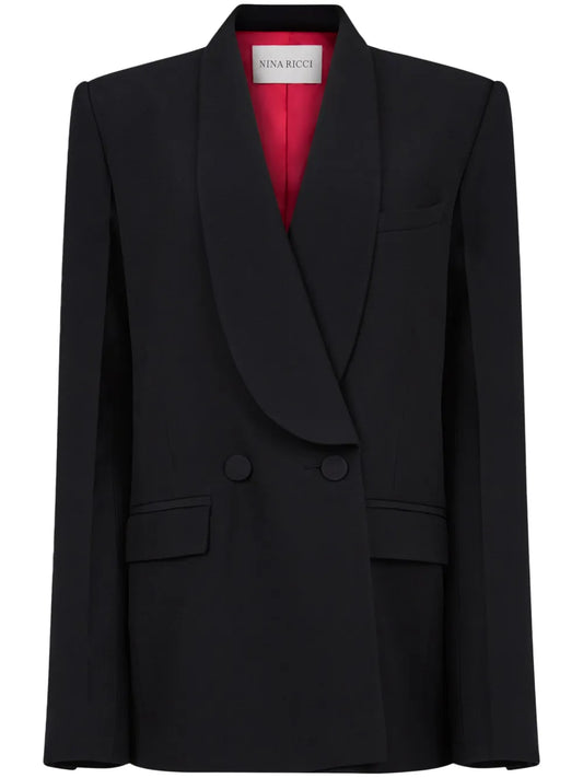 Shawl-Lapel Double-Breasted Blazer