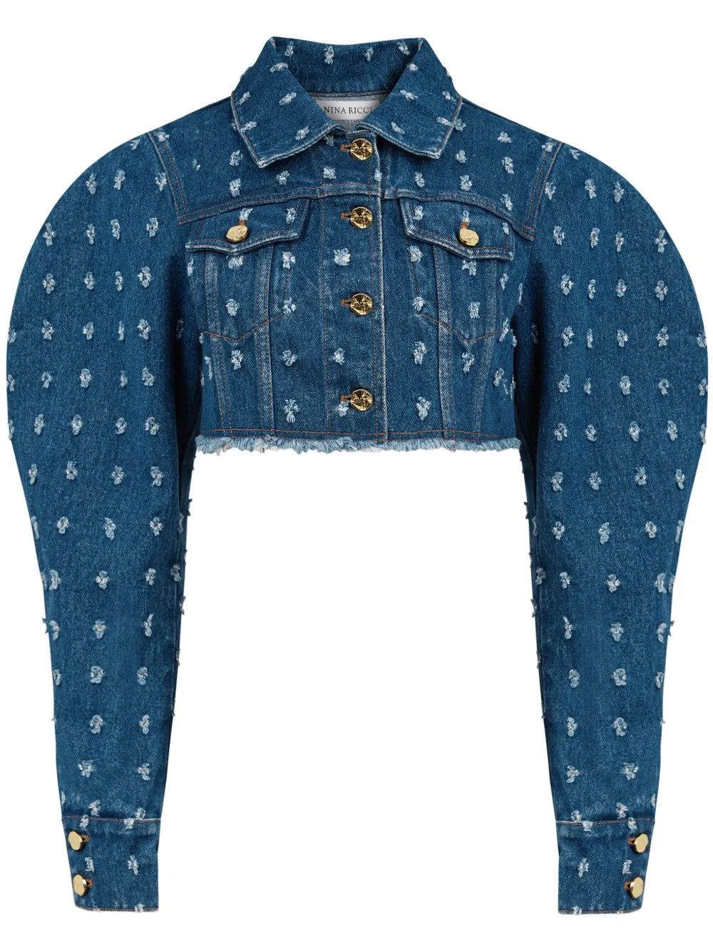 Distressed-Effect Cropped Denim Jacket