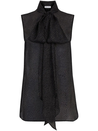 Polka Dot-Print Silk Shirt