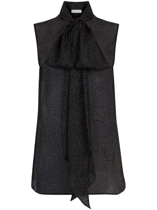 Polka Dot-Print Silk Shirt