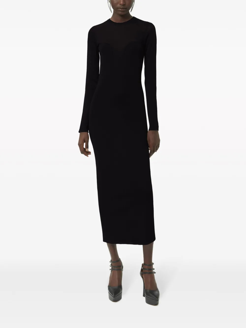 Textured Semi-Sheer Midi Dress