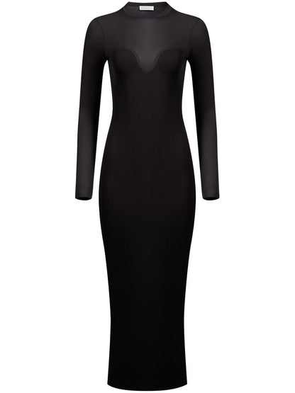 Textured Semi-Sheer Midi Dress