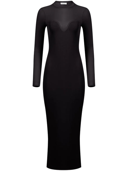 Textured Semi-Sheer Midi Dress