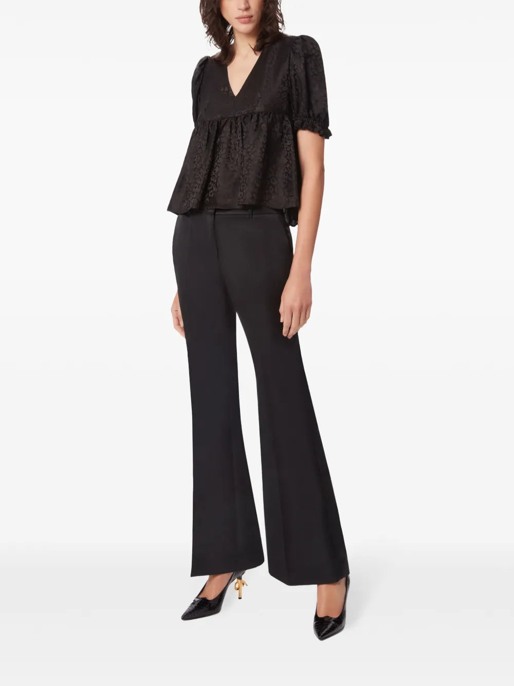 Tailored Flared Satin Trousers