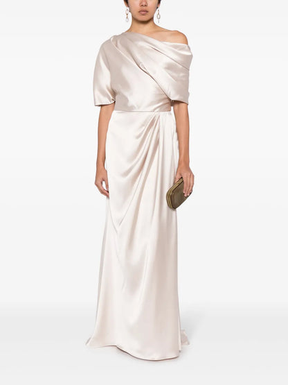 Off-Shoulder Draped Maxi Dress