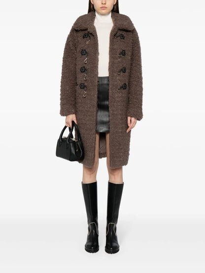 Hook-Fastening Shearling Coat