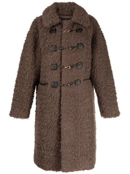 Hook-Fastening Shearling Coat