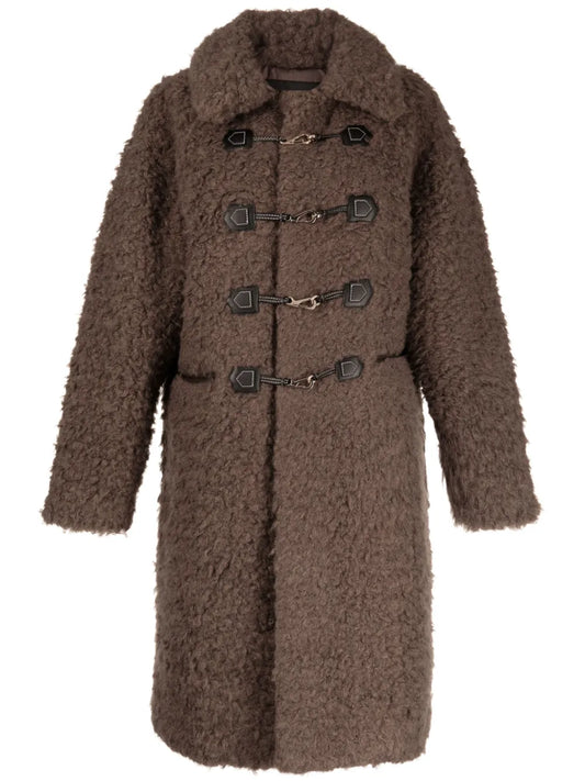 Hook-Fastening Shearling Coat