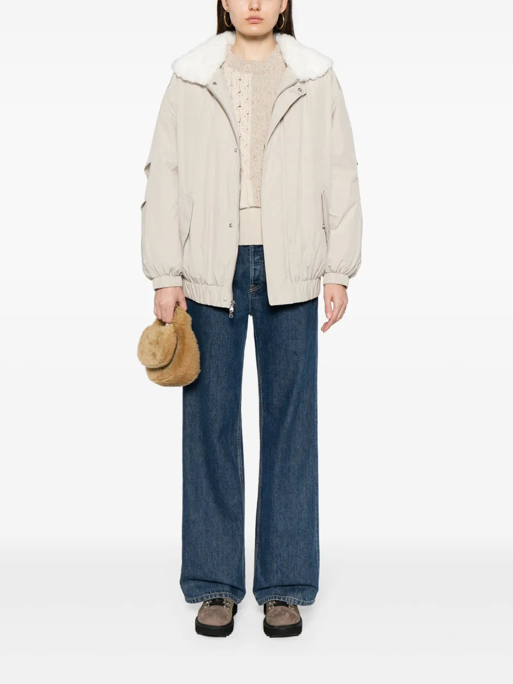 Faux Shearling-Trim Jacket