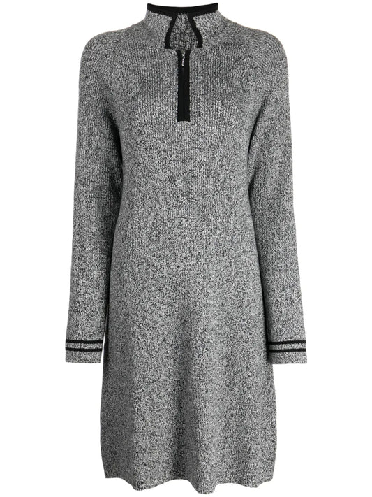 High-Neck Long-Sleeve Minidress
