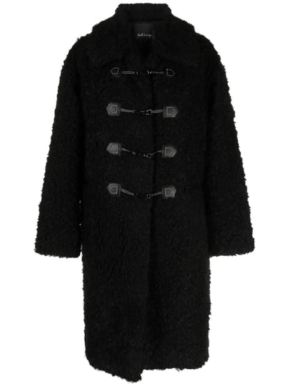 Hook-Fastening Shearling Coat