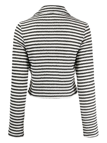 Bouclé Stripe-Pattern Top