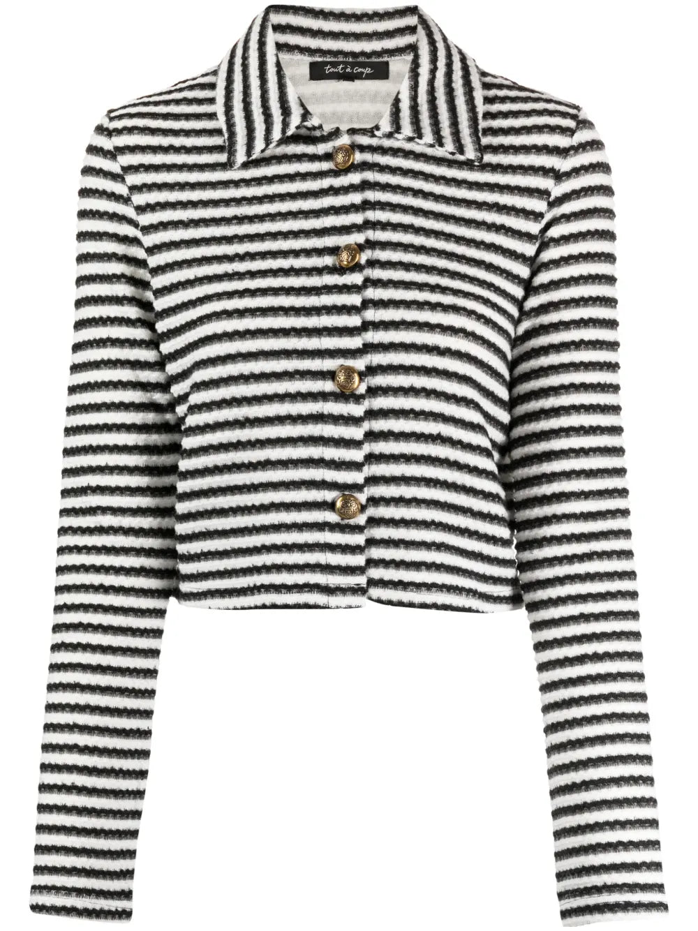 Bouclé Stripe-Pattern Top