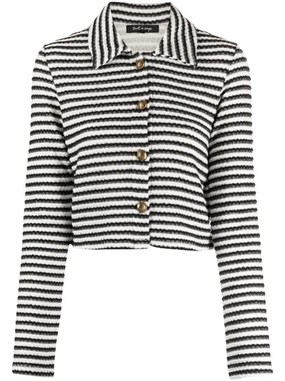 Bouclé Stripe-Pattern Top