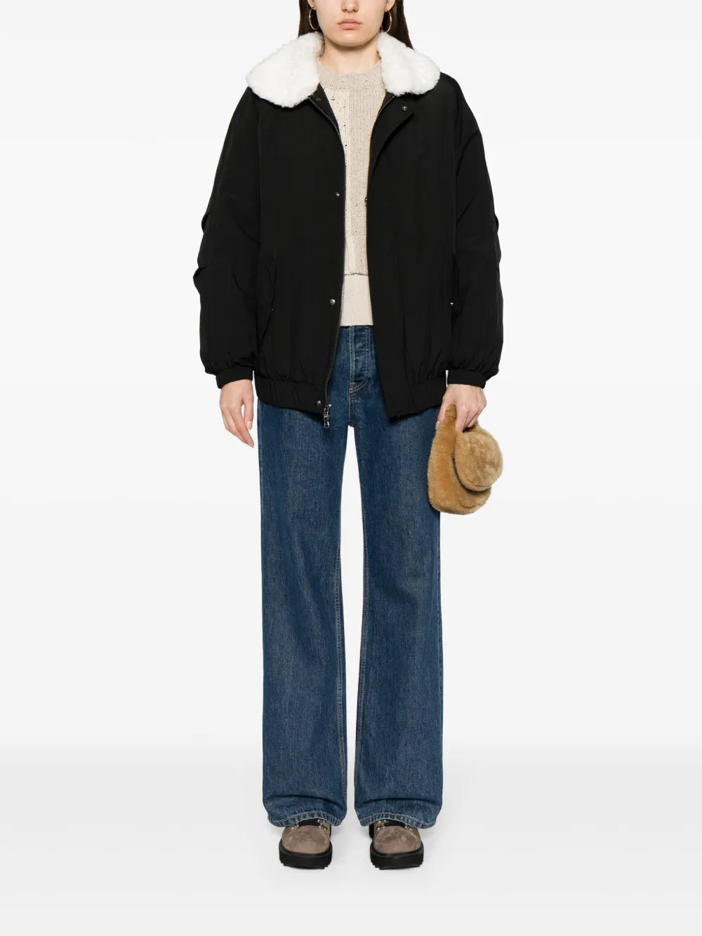 Faux Shearling-Trim Jacket