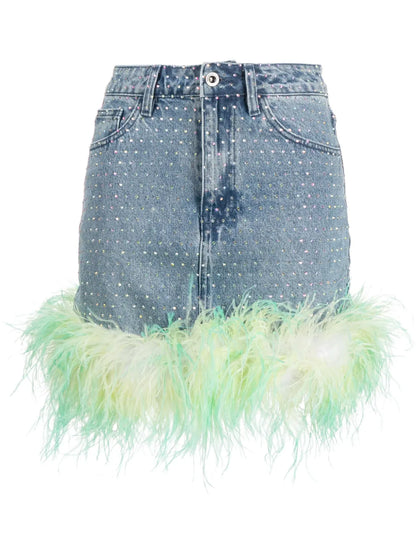 Embellished Denim Skirt